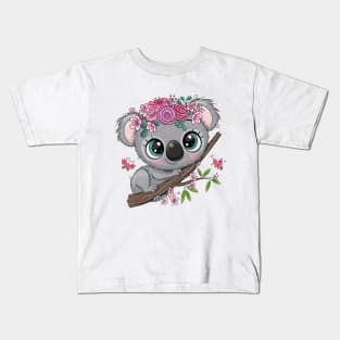 Cute Koala bear on a branch Kids T-Shirt